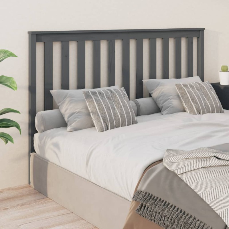 Testiera per Letto Grigia 156x6x101cm in Legno Massello di Pino Testiera per Letto Grigia 156x6x101cm in Legno Massello di Pino