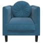 vidaXL Poltrona con Cuscino Blu in Velluto vidaXL Poltrona con Cuscino Blu in Velluto