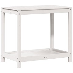 vidaXL Tavolo Invaso con Ripiano Bianco 82,5x50x75 cm Massello Pino