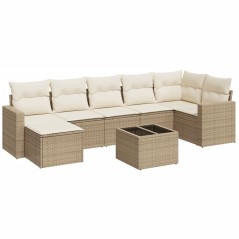 vidaXL Set Divano da Giardino 8 pz con Cuscini Beige in Polyrattan