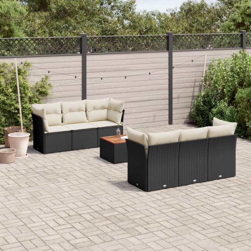 vidaXL Set Divani da Giardino con Cuscini 7pz Nero Polyrattan vidaXL Set Divani da Giardino con Cuscini 7pz Nero Polyrattan