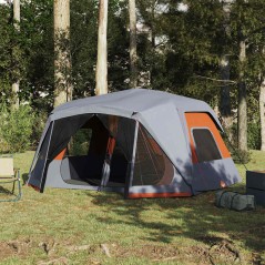 vidaXL Tenda Campeggio 10 Persone Grigio e Arancione Impermeabile