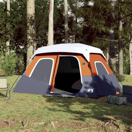 vidaXL Tenda Famiglia LED 6 Persone Grigio/Arancione Rilascio Rapido