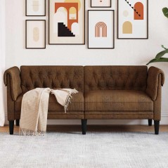 vidaXL Divano Chesterfield a 2 Posti Marrone in Tessuto