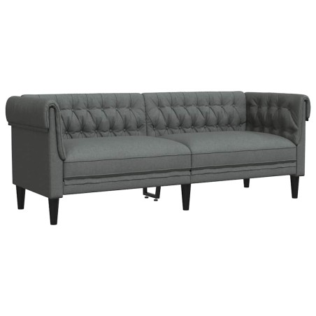 vidaXL Divano Chesterfield a 3 Posti Grigio Scuro in Tessuto
