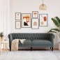vidaXL Divano Chesterfield a 3 Posti Grigio Scuro in Tessuto vidaXL Divano Chesterfield a 3 Posti Grigio Scuro in Tessuto