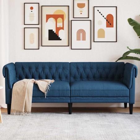 vidaXL Divano Chesterfield a 3 Posti Blu in Tessuto