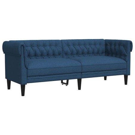 vidaXL Divano Chesterfield a 3 Posti Blu in Tessuto