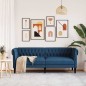 vidaXL Divano Chesterfield a 3 Posti Blu in Tessuto vidaXL Divano Chesterfield a 3 Posti Blu in Tessuto