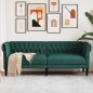 vidaXL Divano Chesterfield a 3 Posti Verde Scuro in Tessuto vidaXL Divano Chesterfield a 3 Posti Verde Scuro in Tessuto