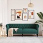 vidaXL Divano Chesterfield a 3 Posti Verde Scuro in Tessuto vidaXL Divano Chesterfield a 3 Posti Verde Scuro in Tessuto