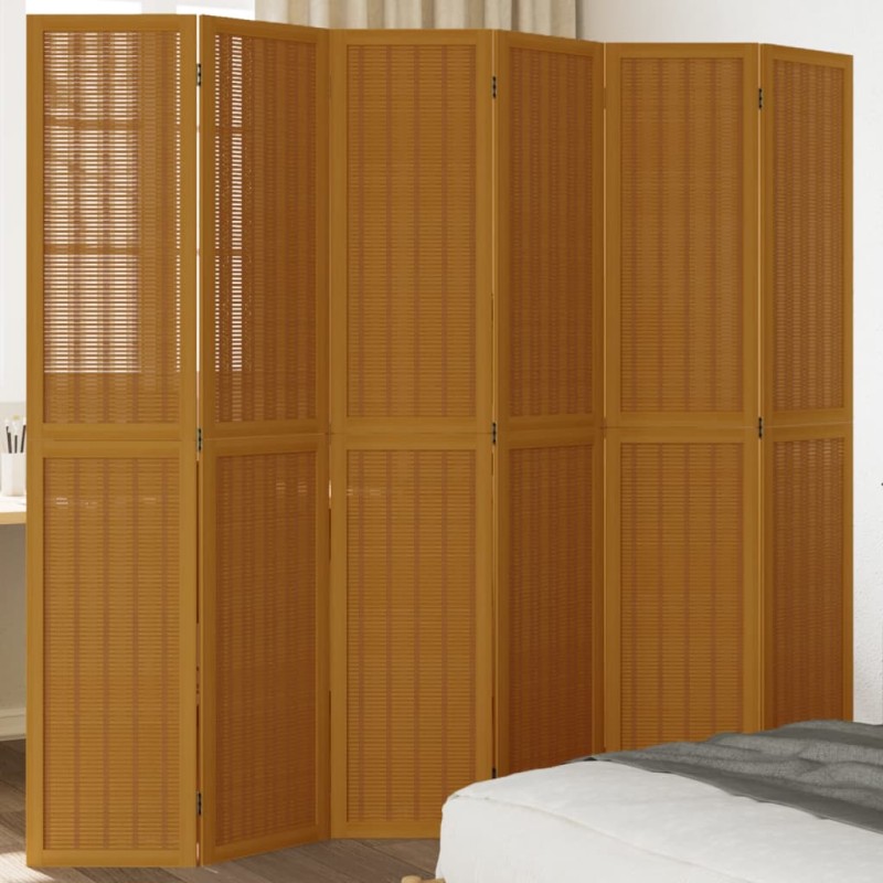 vidaXL Divisorio Ambienti 6 Pannelli Marrone Legno Massello Paulownia vidaXL Divisorio Ambienti 6 Pannelli Marrone Legno Massello Paulownia