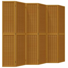 vidaXL Divisorio Ambienti 6 Pannelli Marrone Legno Massello Paulownia