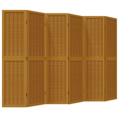 vidaXL Divisorio Ambienti 6 Pannelli Marrone Legno Massello Paulownia