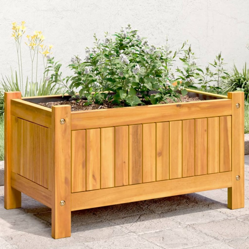 vidaXL Fioriera Giardino con Rivestimento 54x31x30 cm Massello Acacia vidaXL Fioriera Giardino con Rivestimento 54x31x30 cm Massello Acacia