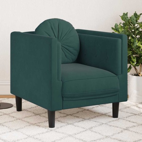 vidaXL Poltrona con Cuscino Verde Scuro in Velluto