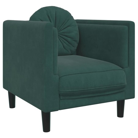 vidaXL Poltrona con Cuscino Verde Scuro in Velluto
