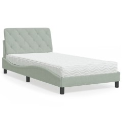 vidaXL Letto con Materasso Grigio Chiaro 100x200 cm in Velluto