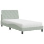 vidaXL Letto con Materasso Grigio Chiaro 100x200 cm in Velluto vidaXL Letto con Materasso Grigio Chiaro 100x200 cm in Velluto