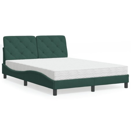 vidaXL Letto con Materasso Verde Scuro 140x200 cm in Velluto
