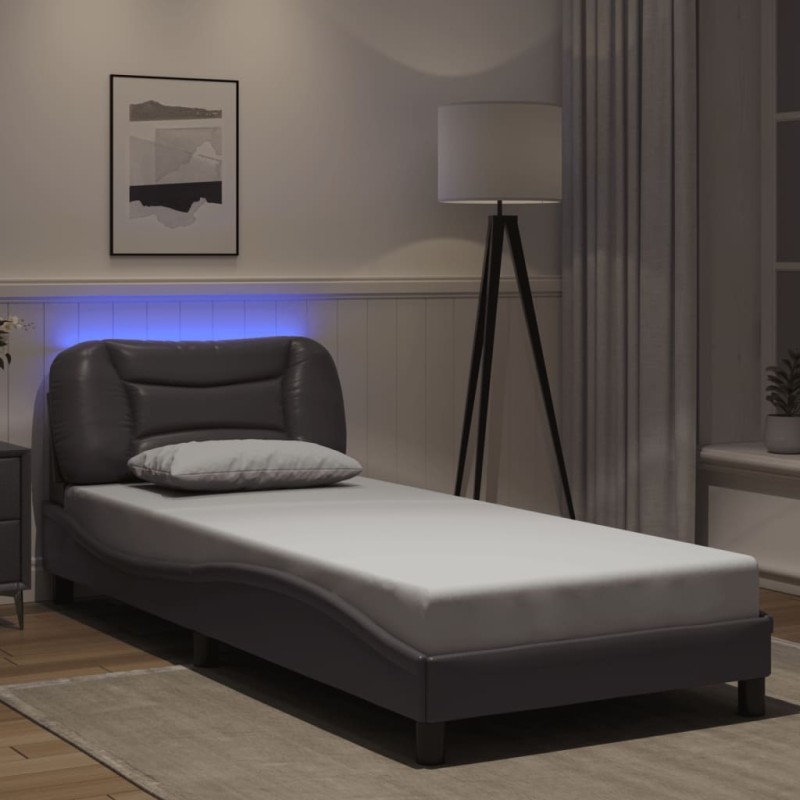 vidaXL Giroletto con Luci LED Grigio 90x190 cm in Similpelle vidaXL Giroletto con Luci LED Grigio 90x190 cm in Similpelle