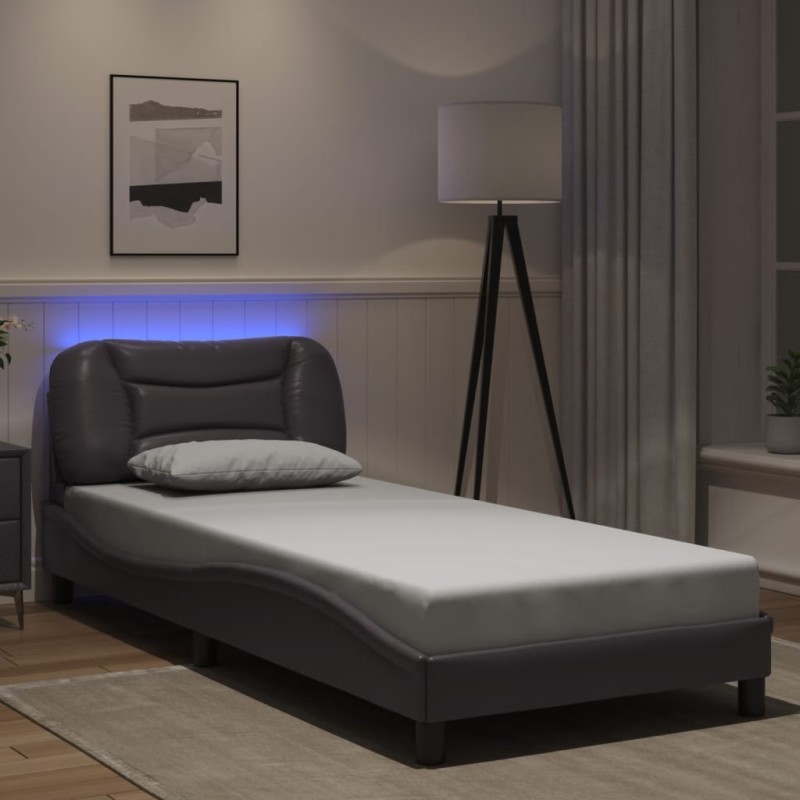vidaXL Giroletto con Luci LED Grigio 90x200 cm in Similpelle vidaXL Giroletto con Luci LED Grigio 90x200 cm in Similpelle