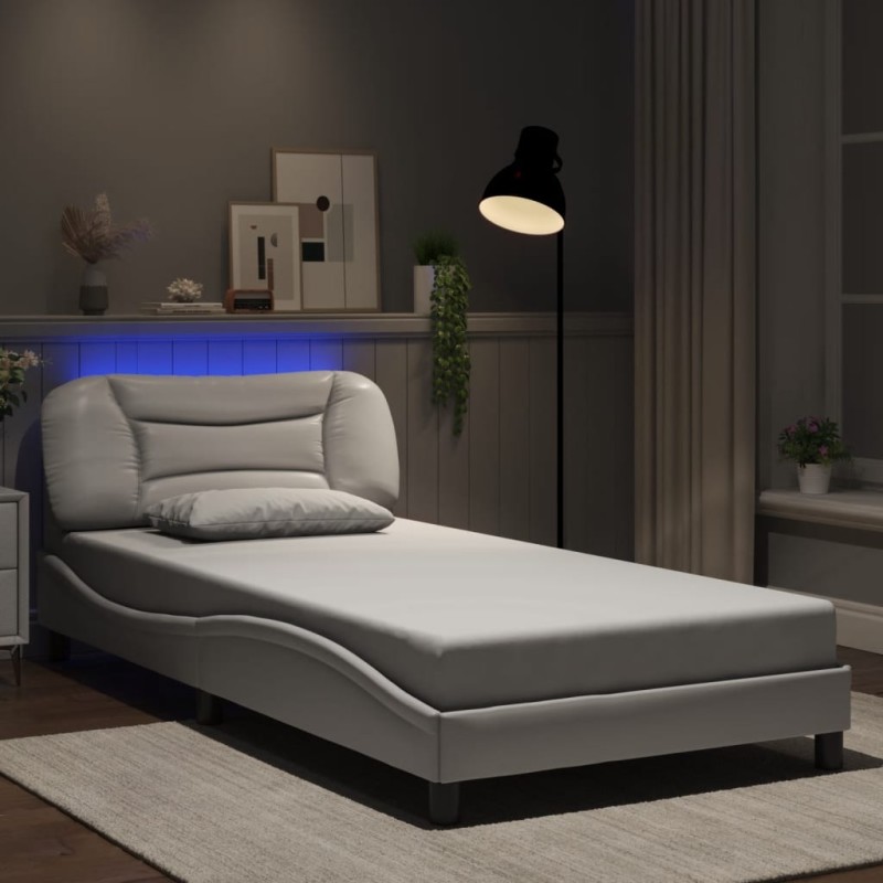 vidaXL Giroletto con Luci LED Bianco 100x200 cm in Similpelle vidaXL Giroletto con Luci LED Bianco 100x200 cm in Similpelle