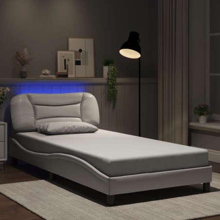 vidaXL Giroletto con Luci LED Bianco 100x200 cm in Similpelle