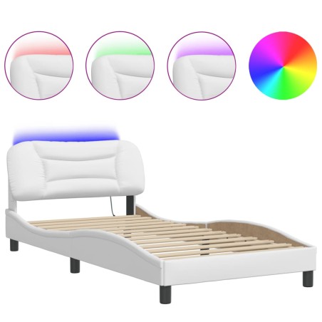 vidaXL Giroletto con Luci LED Bianco 100x200 cm in Similpelle
