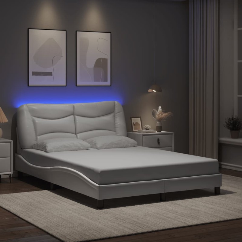vidaXL Giroletto con Luci LED Bianco 140x200 cm in Similpelle vidaXL Giroletto con Luci LED Bianco 140x200 cm in Similpelle