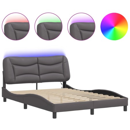 vidaXL Giroletto con Luci LED Grigio 140x200 cm in Similpelle