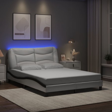 vidaXL Giroletto con Luce LED Bianco e Nero 140x200 cm in Similpelle