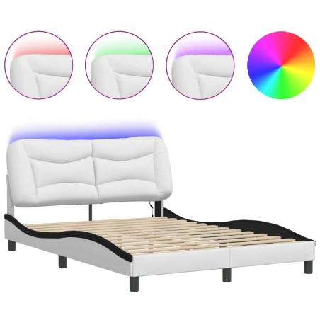 vidaXL Giroletto con Luce LED Bianco e Nero 140x200 cm in Similpelle