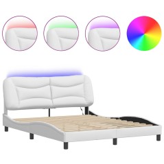 vidaXL Giroletto con Luci LED Bianco 160x200 cm in Similpelle
