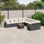vidaXL Set Divani da Giardino 11 pz con Cuscini in Polyrattan Nero vidaXL Set Divani da Giardino 11 pz con Cuscini in Polyrattan Nero