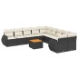 vidaXL Set Divani da Giardino 11 pz con Cuscini in Polyrattan Nero vidaXL Set Divani da Giardino 11 pz con Cuscini in Polyrattan Nero