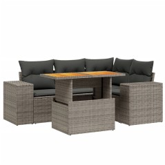 vidaXL Set Divano da Giardino 5 pz con Cuscini Grigio in Polyrattan