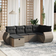 vidaXL Set Divano da Giardino 6 pz con Cuscini Grigio in Polyrattan