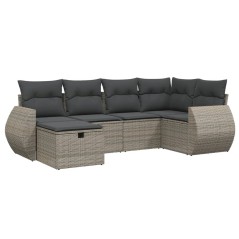 vidaXL Set Divano da Giardino 6 pz con Cuscini Grigio in Polyrattan