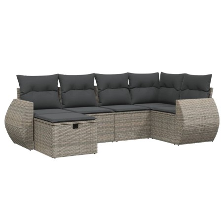 vidaXL Set Divano da Giardino 6 pz con Cuscini Grigio in Polyrattan