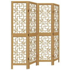 vidaXL Divisorio Ambienti 4 Pannelli Marrone Legno Massello Paulownia