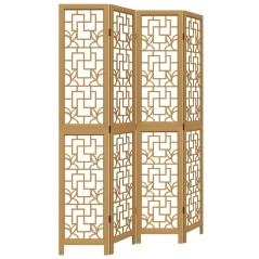 vidaXL Divisorio Ambienti 4 Pannelli Marrone Legno Massello Paulownia