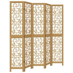 vidaXL Divisorio Ambienti 5 Pannelli Marrone Legno Massello Paulownia