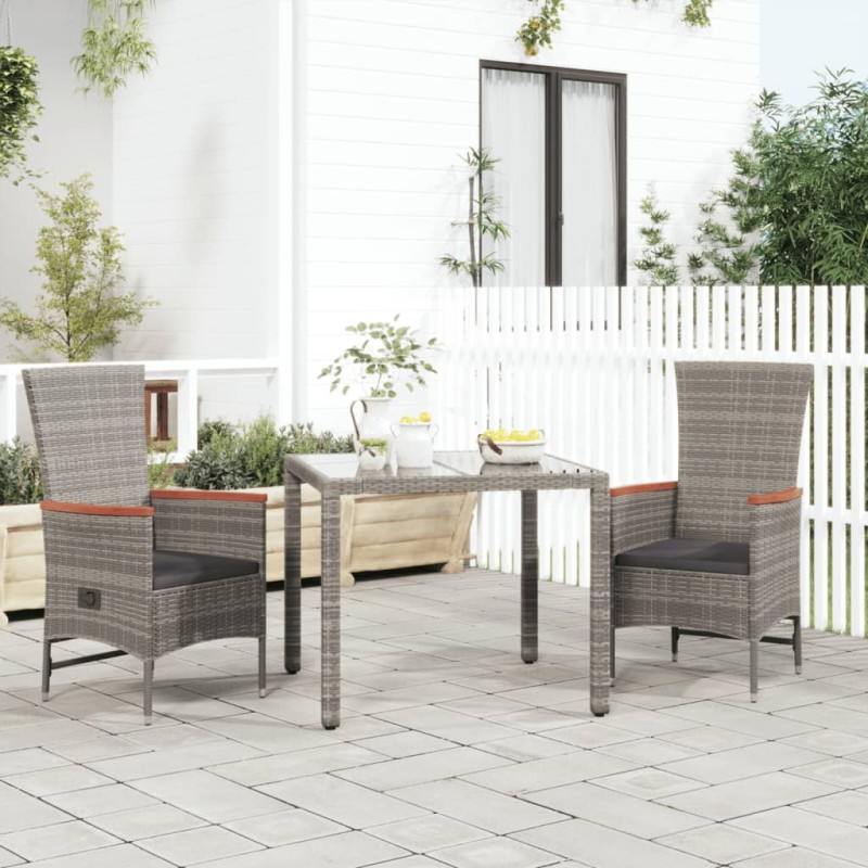 vidaXL Sedie Reclinabili da Giardino con Cuscini 2pz Grigio Polyrattan vidaXL Sedie Reclinabili da Giardino con Cuscini 2pz Grigio Polyrattan