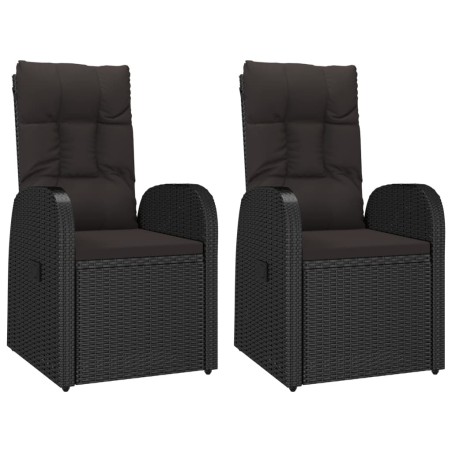vidaXL Sedie Reclinabili da Giardino con Cuscini 2pz Nero Polyrattan