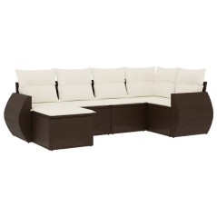 vidaXL Set Divano da Giardino 6 pz con Cuscini Marrone in Polyrattan