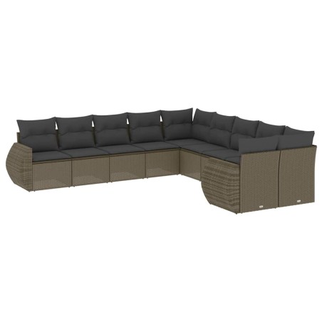vidaXL Set Divano Giardino 10 pz con Cuscini Grigio Chiaro Polyrattan