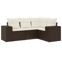 vidaXL Set Divano da Giardino 4 pz con Cuscini Marrone in Polyrattan