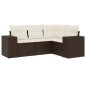 vidaXL Set Divano da Giardino 4 pz con Cuscini Marrone in Polyrattan vidaXL Set Divano da Giardino 4 pz con Cuscini Marrone in Polyrattan