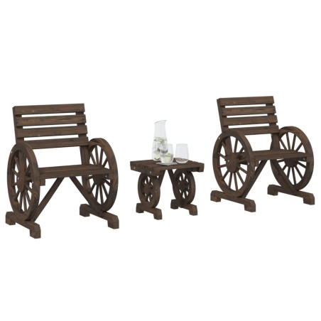 vidaXL Set Salotto da Giardino 3 pz in Legno Massello di Abete